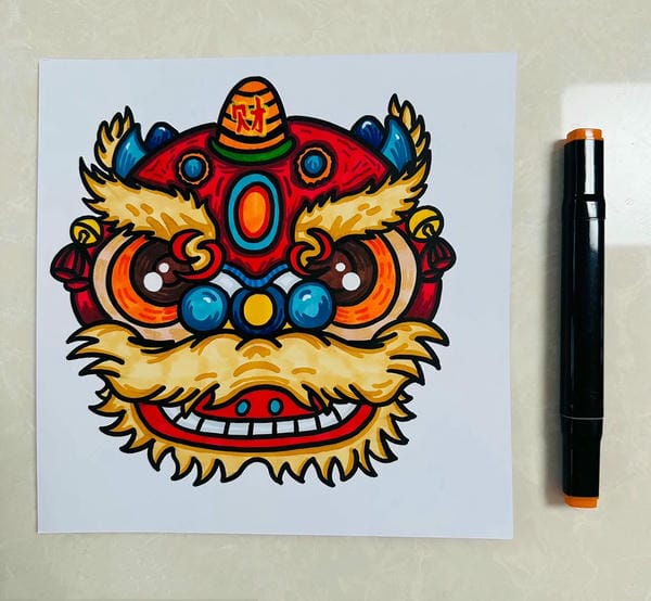 vẽ tranh múa lân ngày tết 15