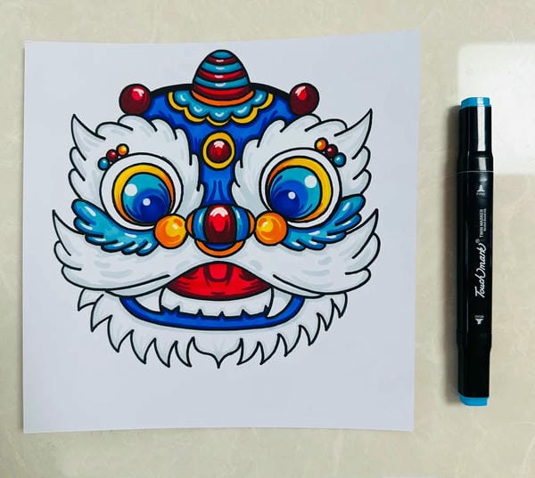 vẽ tranh múa lân ngày tết 16