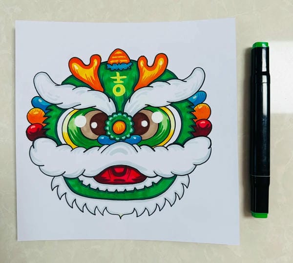 vẽ tranh múa lân ngày tết 17