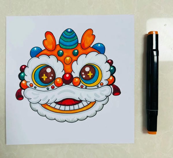 vẽ tranh múa lân ngày tết 18