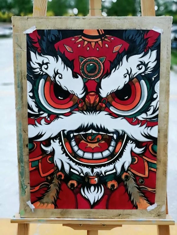 vẽ tranh múa lân ngày tết 20