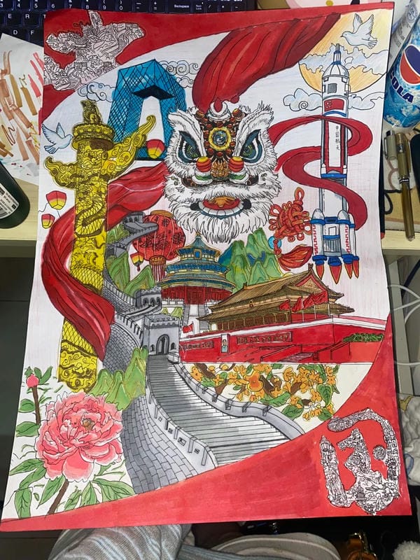 vẽ tranh múa lân ngày tết 23