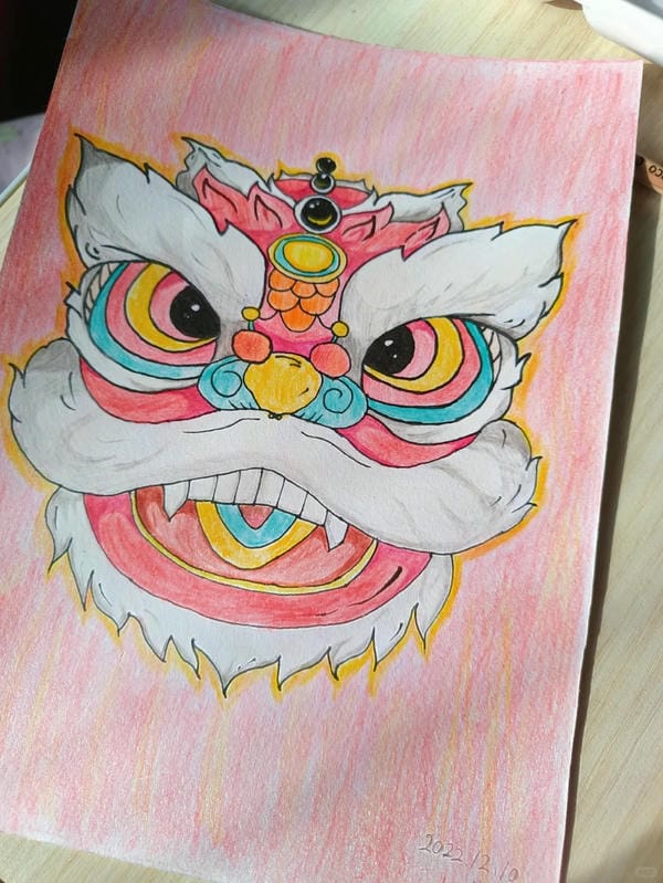 vẽ tranh múa lân ngày tết 26