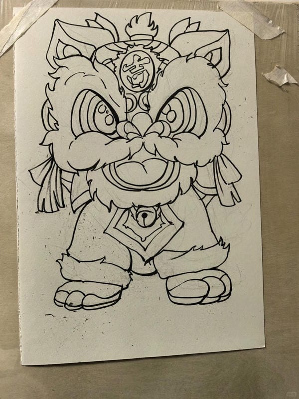 vẽ tranh múa lân ngày tết 3