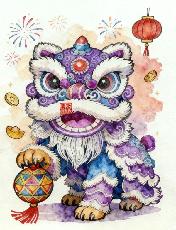 vẽ tranh múa lân ngày tết 7