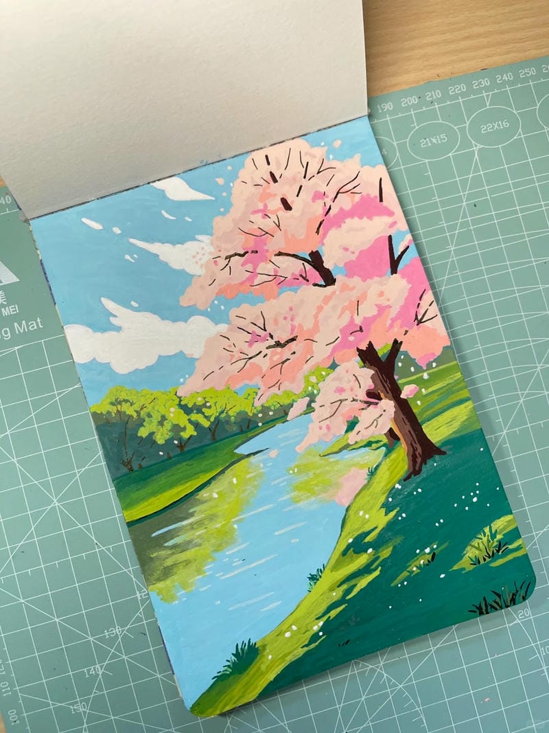 vẽ tranh mùa xuân đơn giản 10