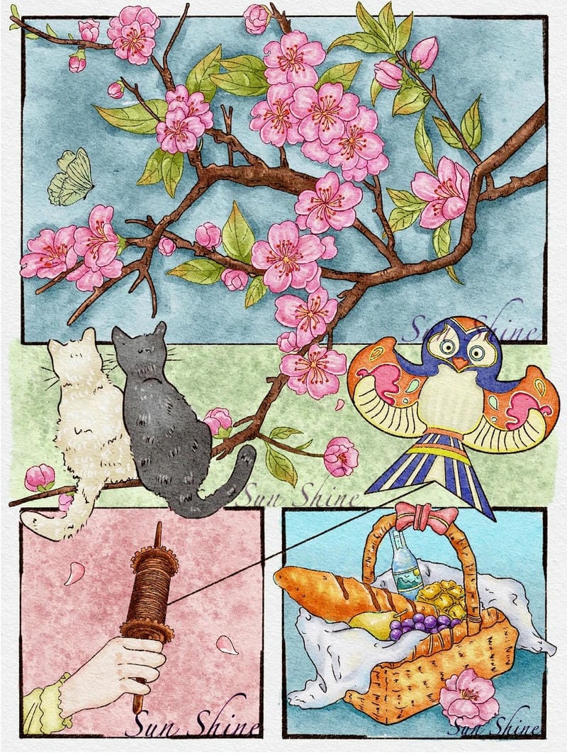 vẽ tranh mùa xuân đơn giản 14