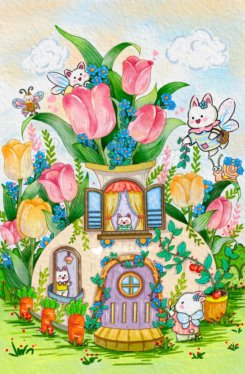 vẽ tranh mùa xuân đơn giản 16