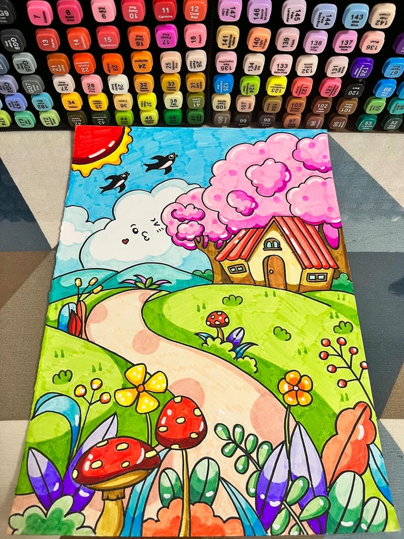 vẽ tranh mùa xuân đơn giản 17