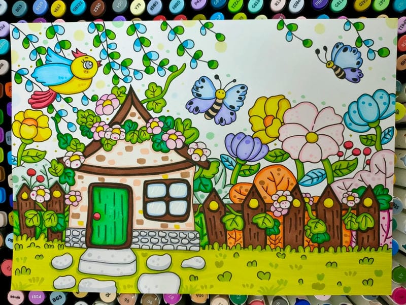 vẽ tranh mùa xuân đơn giản 18