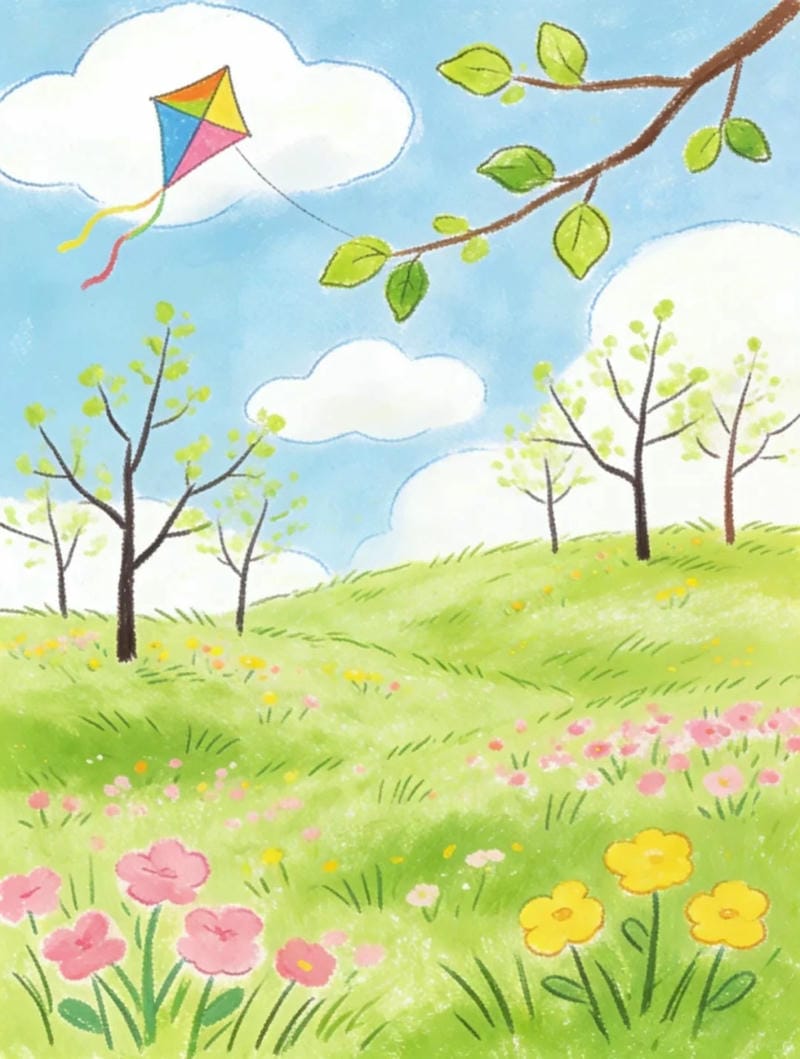 vẽ tranh mùa xuân đơn giản 2