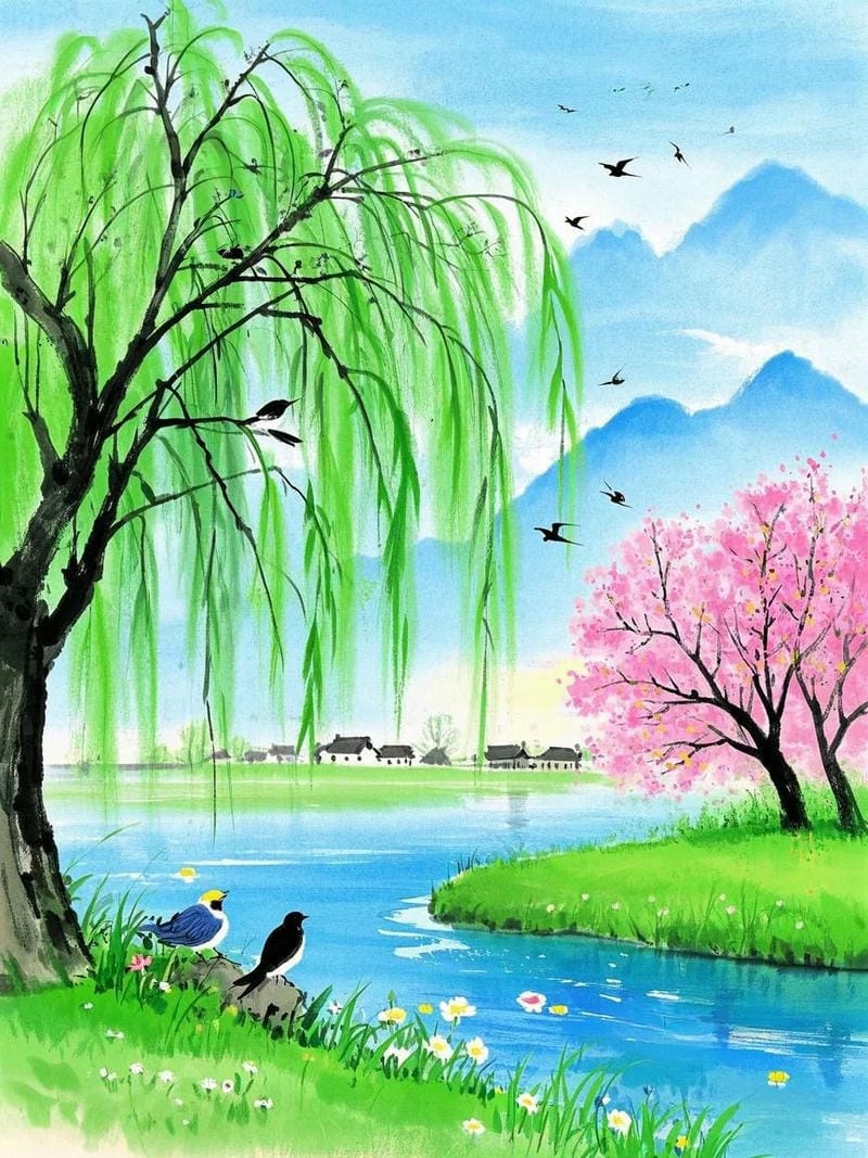 vẽ tranh mùa xuân đơn giản 20