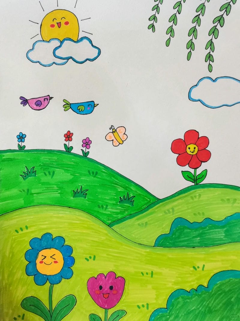 vẽ tranh mùa xuân đơn giản 21