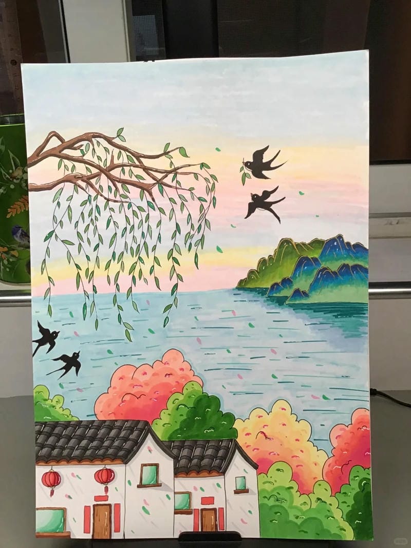 vẽ tranh mùa xuân đơn giản 4