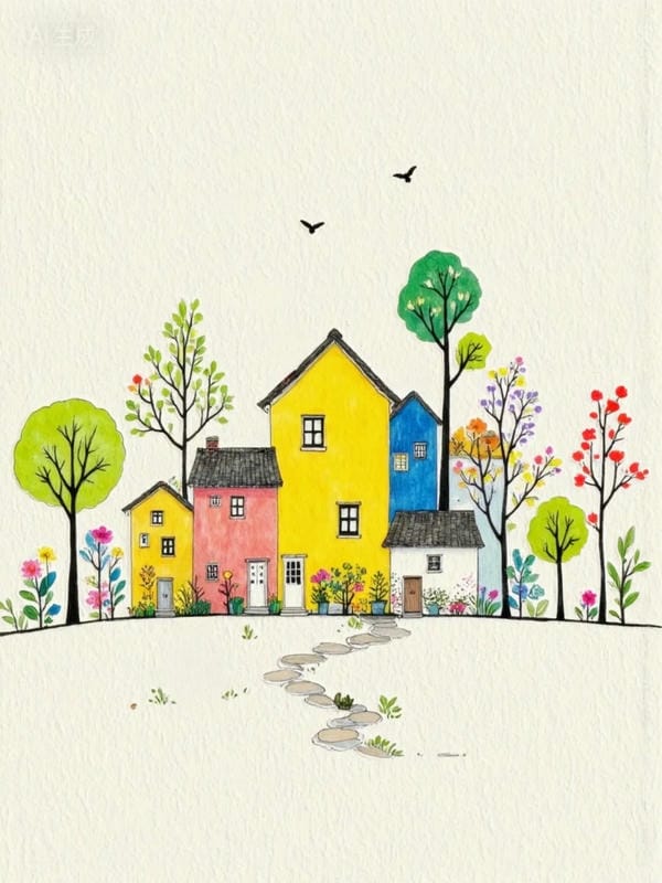 vẽ tranh ngôi nhà 11