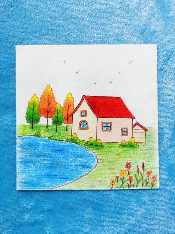 vẽ tranh ngôi nhà 18