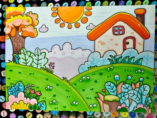 vẽ tranh ngôi nhà 21