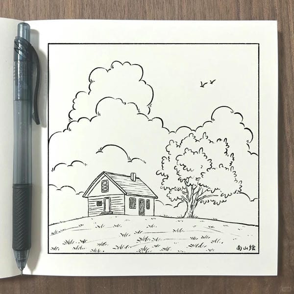 vẽ tranh ngôi nhà 23