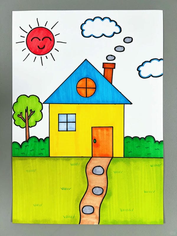 vẽ tranh ngôi nhà 4