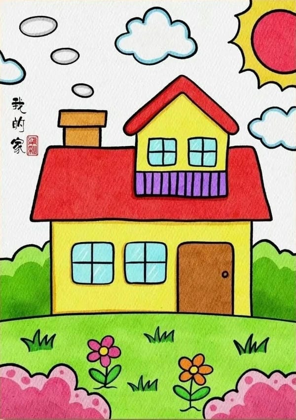 vẽ tranh ngôi nhà 5