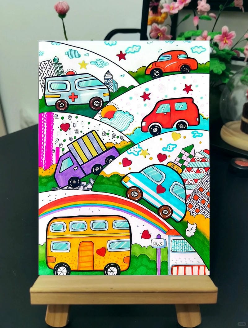 vẽ tranh ô tô mơ ước 5