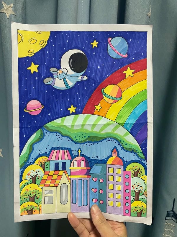 vẽ tranh phi hành gia 10