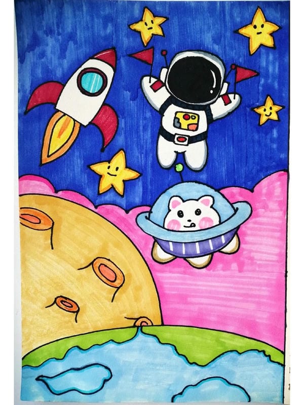 vẽ tranh phi hành gia 14