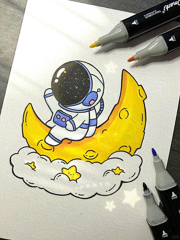 vẽ tranh phi hành gia 15
