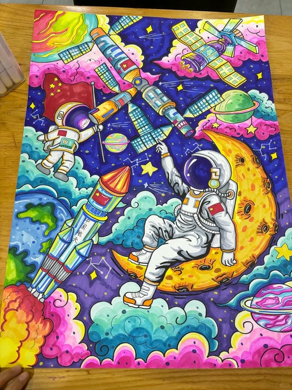 vẽ tranh phi hành gia 16