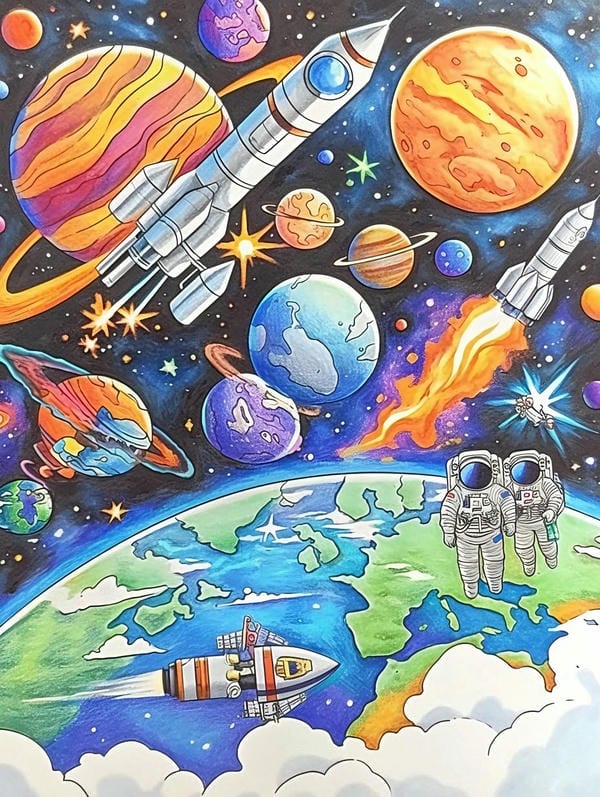 vẽ tranh phi hành gia 17