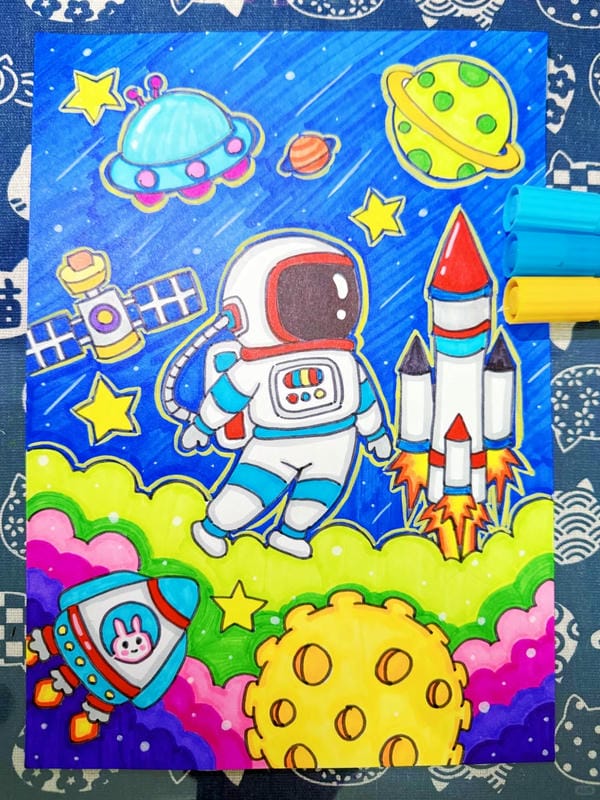 vẽ tranh phi hành gia 18