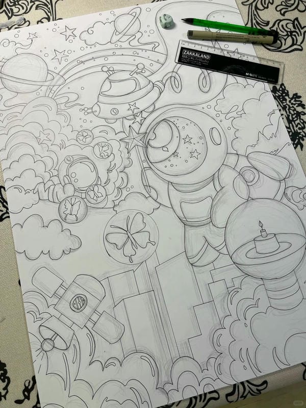 vẽ tranh phi hành gia 19