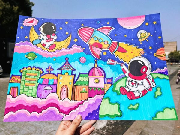 vẽ tranh phi hành gia 5