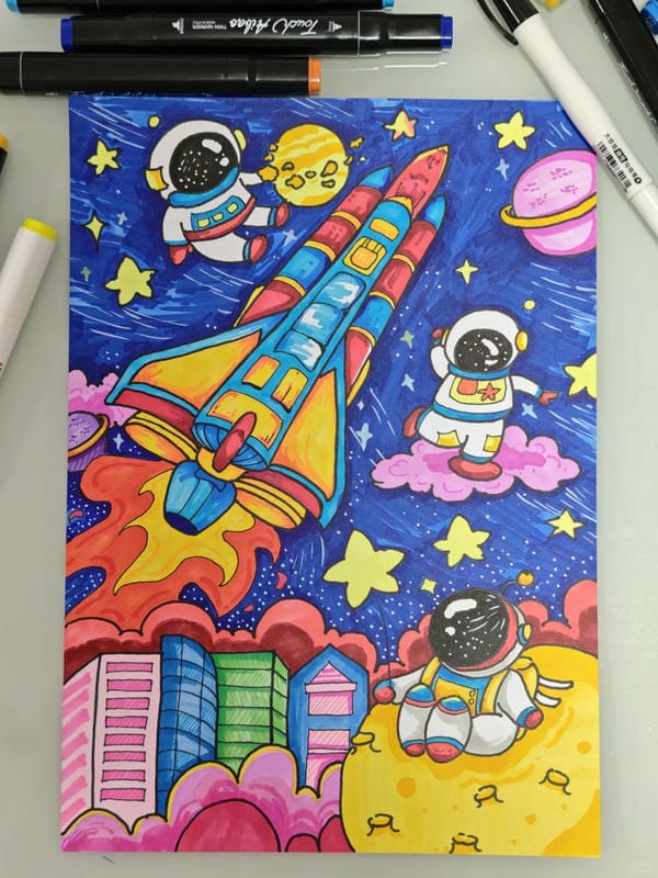 vẽ tranh phi hành gia 6