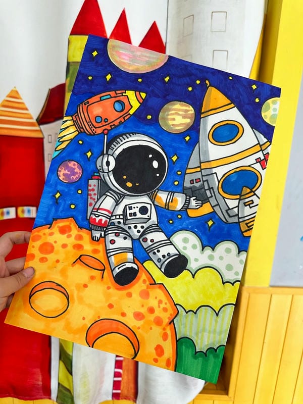 vẽ tranh phi hành gia 8