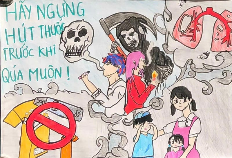 vẽ tranh phòng chống thuốc lá 1