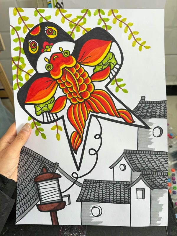 vẽ tranh thả diều đẹp 11