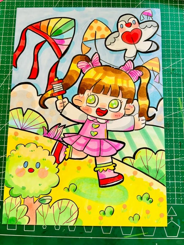 vẽ tranh thả diều đẹp 12