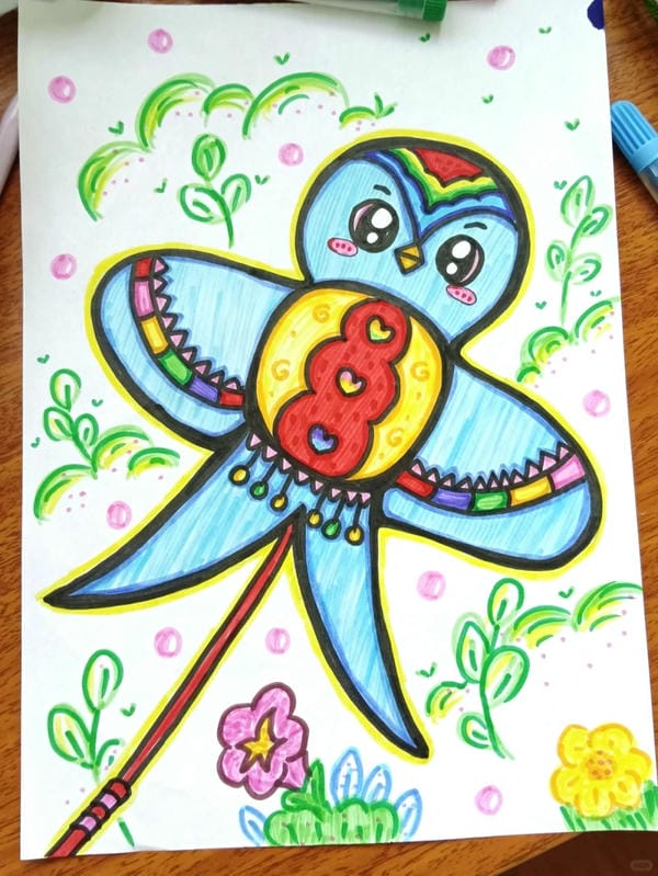 vẽ tranh thả diều đẹp 13