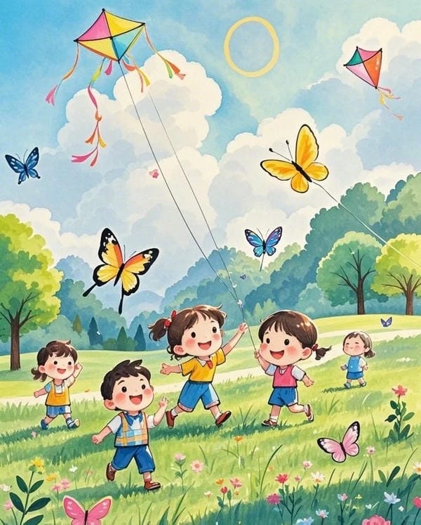 vẽ tranh thả diều đẹp 15