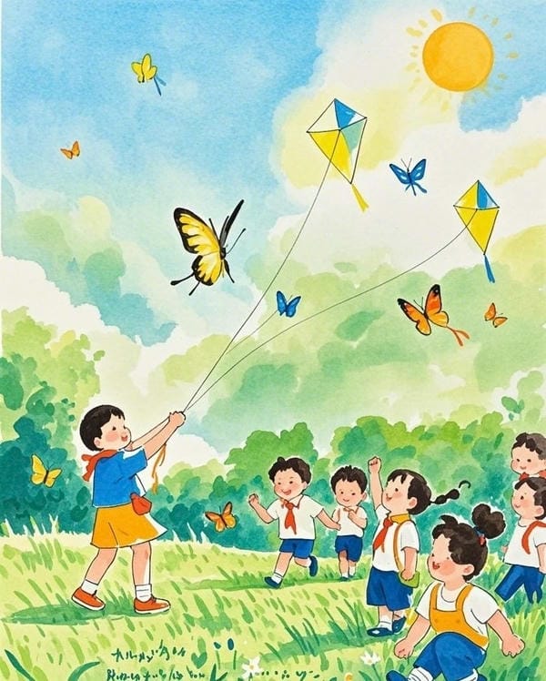 vẽ tranh thả diều đẹp 16