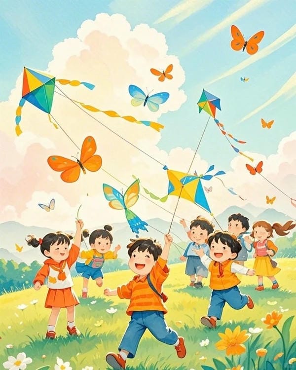 vẽ tranh thả diều đẹp 17