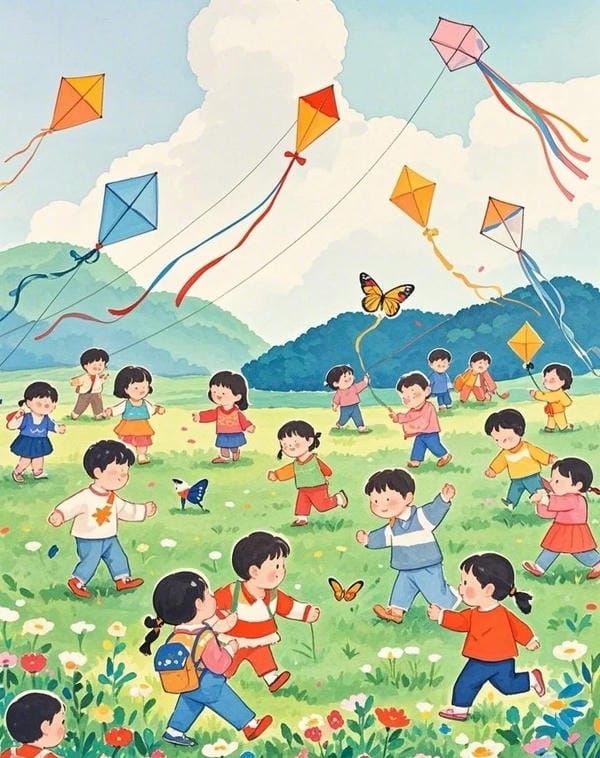 vẽ tranh thả diều đẹp 18