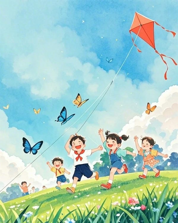 vẽ tranh thả diều đẹp 19