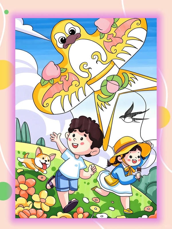 vẽ tranh thả diều đẹp 27