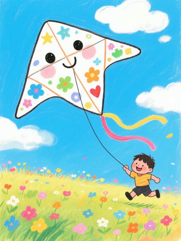 vẽ tranh thả diều đẹp 3