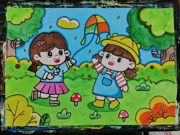 vẽ tranh thả diều đẹp 6