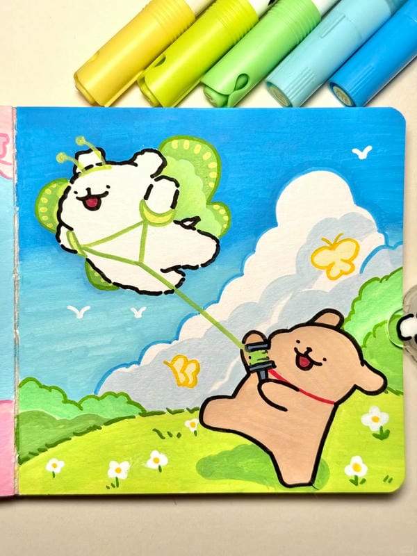 vẽ tranh thả diều đẹp 7