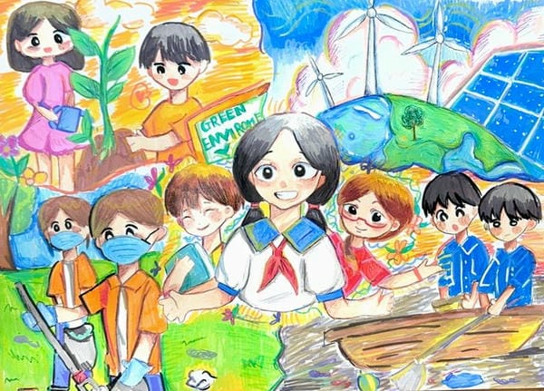 vẽ tranh thiếu nhi làm nghìn việc tốt 12