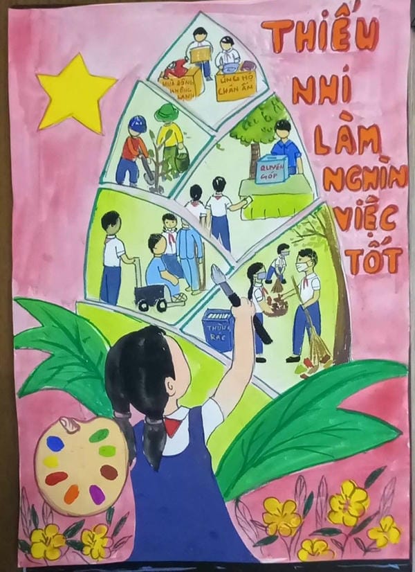 vẽ tranh thiếu nhi làm nghìn việc tốt 4